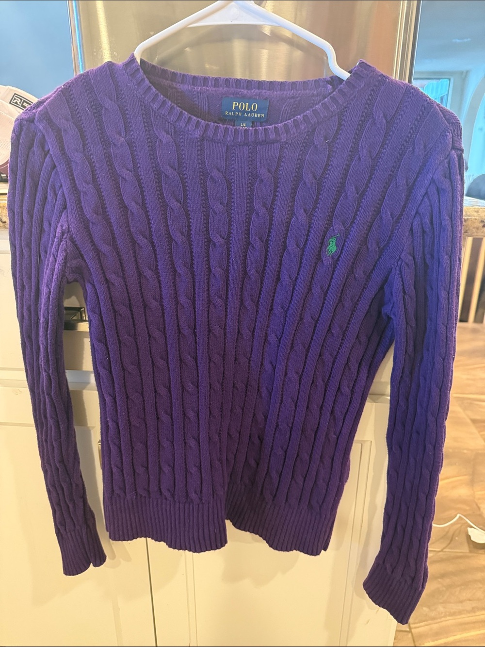 Polo by Ralph Lauren Purple Cable Knit Crew Sweater